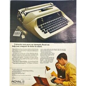 Royal Typewriter "University tests prove an Automatic can Help!" Print Ad 1967